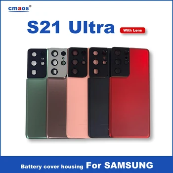 Новая задняя крышка аккумулятора Samsung Galaxy S21 Ultra Задняя крышка аккумулятора Стеклянная задняя дверца с камерой