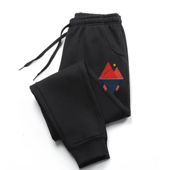 Американские гранжевые девчачьи плюшевые Геометрические мужские брюки Mountain Moom, спортивные брюки Y2k, Модные черные мужские брюки, Модные треугольные брюки OverPlush