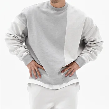 Мужской весенне-осенний мужской свитер с круглым вырезом в корейском стиле, тяжелый, большого размера, однотонный свитер с длинным рукавом, спортивные мужские