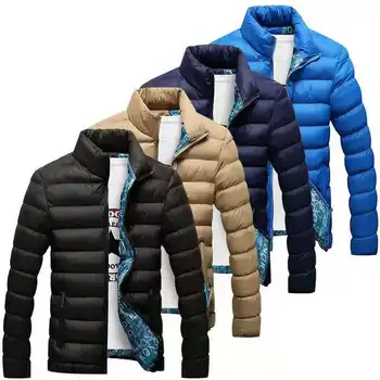 Осенне-зимняя мужская повседневная куртка 2023 года, новый тренд, воротник-стойка, однотонная хлопковая куртка