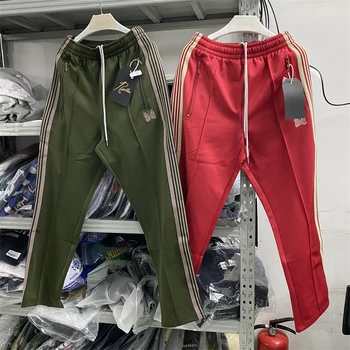 Спортивные брюки Красного армейского цвета AWGE Needles Для мужчин и женщин, узкие спортивные брюки, брюки-бабочки в полоску