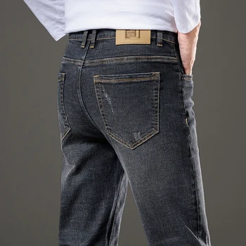 Осень 2023, новая мужская одежда, прямые джинсы с высокой талией, классические деловые повседневные хлопчатобумажные джинсовые брюки мужского бренда