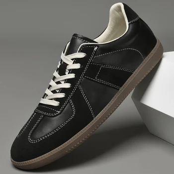 Популярная повседневная брендовая мужская обувь 2023 года, Черно-белая прогулочная обувь, мужская обувь из натуральной кожи, Мужская обувь с низким берцем