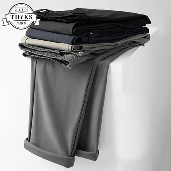 Мужские повседневные брюки Ice Silk, Летние Высококачественные эластичные прямые брюки, Водонепроницаемые, маслостойкие, деловые Модные Мужские брюки-карго