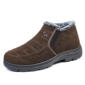 Новая зимняя обувь из ткани, хлопковая обувь, теплая, плюшевая, утолщенная и противоскользящая повседневная мужская обувь