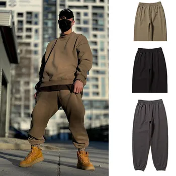 Уличные повседневные свободные спортивные брюки, мужские выстиранные однотонные мешковатые брюки с завязками на щиколотках, трендовые мужские брюки в стиле хип-хоп