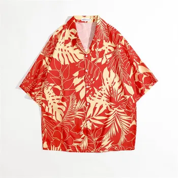 2023 Новый продукт Xiawaiian пляжная рубашка повседневная рубашка хлопковое мужское пальто свободная рубашка с короткими рукавами в европейском и американском стиле