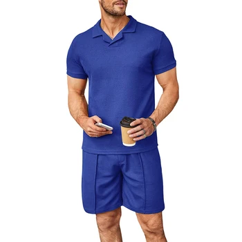 Летняя новая рубашка поло с V-образным вырезом и воротником поло, Крутая мужская повседневная футболка с коротким рукавом