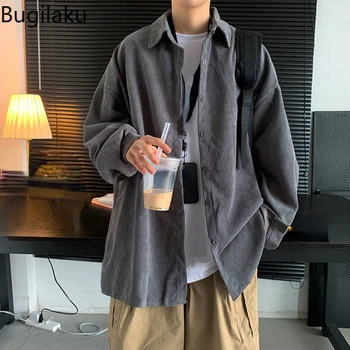 Весенние и осенние рубашки Bugilaku, мужские рубашки с длинными рукавами, новый корейский повседневный тренд, красивое универсальное пальто