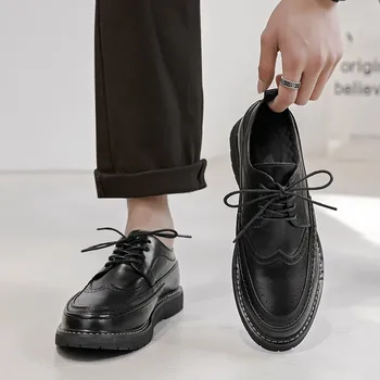 Мужская официальная деловая обувь Brock из натуральной кожи, увеличивающая внутреннее ощущение, увеличивающая костюм для отдыха