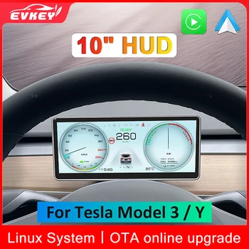 EVKEY Для Tesla Model Y 3 Heads Up Дисплей Цифровая Центральная Консоль Приборная Панель Сенсорный Экран Carplay Android Auto Linux 10,0 дюймов