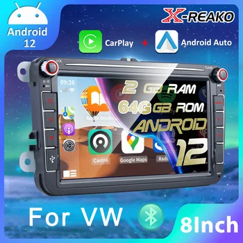 X-REAKO 2 din Android12 Автомобильный Радиоприемник, Мультимедийный Видеоплеер, Навигация GPS Для Volkswagen VW Skoda Octavia Passat Tiguan GOLF POLO