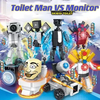 Строительные блоки для туалета Skibidi Человек-туалет против монитора, Человек-камера, Человек-аудио, Человек-Титан, Динамик, Человек-игрушка, Рождественский подарок на День рождения для детей