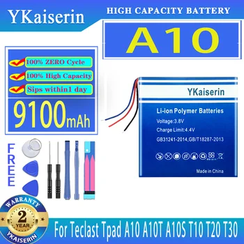 YKaiserin Аккумулятор 9100 мАч Для Teclast Tpad T10 T20 T30 T13 T15 M2 A10 A10T A10S Планшетные Батареи