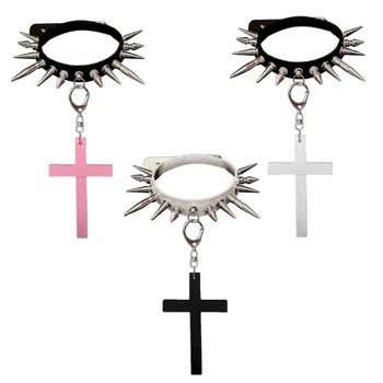 Готическое винтажное колье-чокер с крестом, милые крутые ожерелья с заклепками Y2k, цепочка для христианской молитвы, Мужские Женские украшения