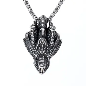 SAIYE 316LMens Винтажное ожерелье с подвеской в виде головы дракона из нержавеющей стали, ожерелье для женщин, цепи, готический