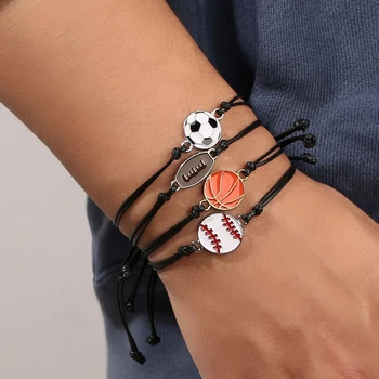Очаровательный Футбольный Баскетбольный Бейсбольный веревочный браслет для женщин, модные плетеные шнурки ручной работы, Спортивные украшения, подарок студентам