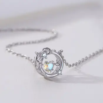 Женское открытое ожерелье в корейском стиле Y2K, блестящие украшения, колье в виде сердца с бантом, Уникальная индивидуальность, Красочный хрустальный кулон