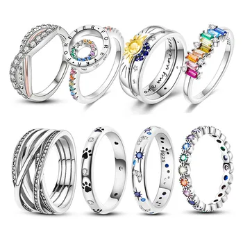 Женское серебряное кольцо 925 пробы, оригинальное модное кольцо на палец, годовщина помолвки, свадебные роскошные украшения