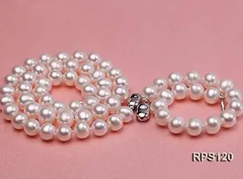 Ювелирный набор Terisa Pearl AA + 6-7 мм Натуральный белый Пресноводный Культивированный жемчуг, ожерелье, браслет, Серьги, женский подарок