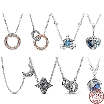 Ожерелье с подвеской в виде звезды Новолуния из стерлингового серебра 925 пробы, сияющее ожерелье в форме сердца, подходит для оригинального подарка 