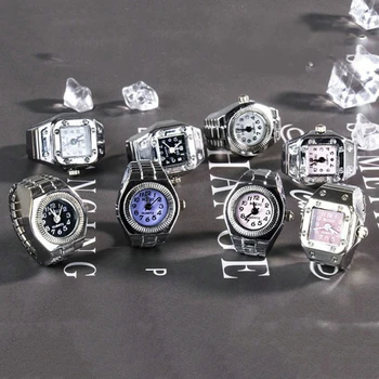 Винтажные мини-часы на палец в стиле бохо, регулируемые уникальные крутые часы, кольца, ювелирные изделия, подарки на день рождения для женщин, мужчин, детей