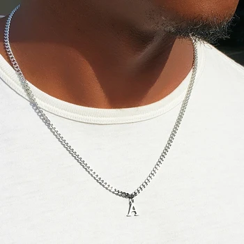 Горячее Классическое ожерелье с буквой A-Z, Мужское простое Кубинское ожерелье с веревочной цепочкой из нержавеющей стали для мужчин, подарок ювелирных изделий