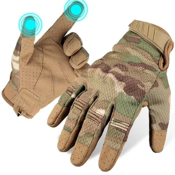 Камуфляжный Сенсорный экран Мультикамерные Тактические перчатки с полными пальцами Армейский Военный Страйкбол Пейнтбольные Перчатки для стрельбы Вождения Защитные рабочие Рукавицы