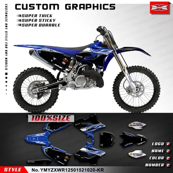 Комплект наклеек для мотоцикла KUNGFU GRAPHICS MX для YZ125 YZ250 WR 125 250 2015 2016 2017 2018 2019 2020 2021, Черный синий