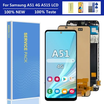 Super AMOLED Для Samsung Galaxy A51 ЖК-дисплей с сенсорным экраном, для Samsung A51 A515F A515W A515U Замена ЖК-дисплея, с рамкой