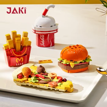 JAKI Ideas Наклейка на холодильник Бургер Фри, пицца, сэндвич с колой, наклейки на холодильник, набор строительных кирпичей, игрушки для детей, подарок на день рождения