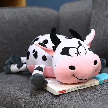 75 см Очень милое имитационное животное корова мягкая плюшевая игрушка модель Лежащая молочная корова кукла Автомобиль Диван-Кровать Подушка для сна подарок