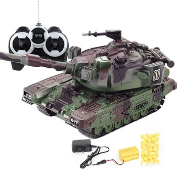 Военный радиоуправляемый боевой танк 1:32, Тяжелая большая Интерактивная игрушечная машинка с дистанционным управлением, стреляющая пулями, Модель электронных игрушек для мальчиков