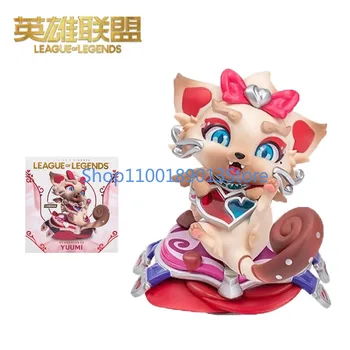 В наличии 100% оригинал League of Legends Heart Seeking Cat Yuumi 13 см ПВХ аниме фигурка Модель Коллекция лимитированных подарочных игрушек