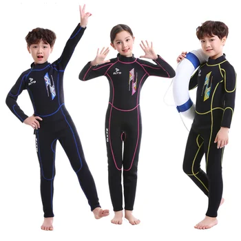 Зимний детский гидрокостюм из неопрена толщиной 2,5 мм для мальчиков и девочек, цельный костюм для дайвинга, подводного плавания, глубоководного серфинга, термальный купальник