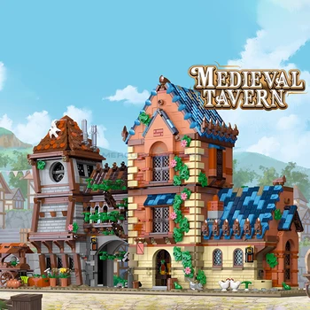 Таверна, Средневековый городской пейзаж, серия MOC Ideas, бар в отеле, строительные кирпичи, модульная архитектура, модельные блоки, игрушка в подарок для детей