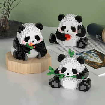 Модель Kawaii Panda, микро Строительные блоки, Игры по сборке, Милые животные, 3В1, Мини-кирпичи, Фигурки, игрушки для детей, подарки на День рождения