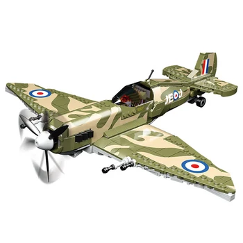 Новый британский истребитель времен Второй мировой войны MK9 Spitfire Военный самолет Солдат Наборы строительных блоков Модель самолета Куклы Кирпичики Детские Игрушки Подарки