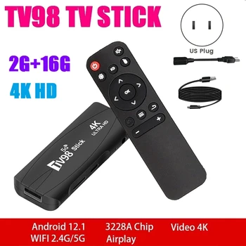 TV98 TV STICK Smart TV BOX 2G + 16G Android12.1 2,4 G 5G Wifi Android Простая установка (штепсельная вилка США)
