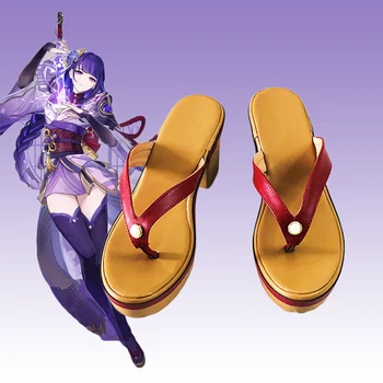 Игра Genshin Impact Обувь для косплея Raiden Shogun Парик Баала головной убор Костюм для косплея Сексуальная обувь для косплея для взрослых женщин Мужские ботинки