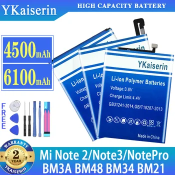YKaiserin BM3A BM48 BM34 BM21 Аккумулятор Для Xiaomi Mi Note 2 3 Note2 Note3 Note Pro Замена Литий-Полимерного Аккумулятора Bateria Бесплатные Инструменты